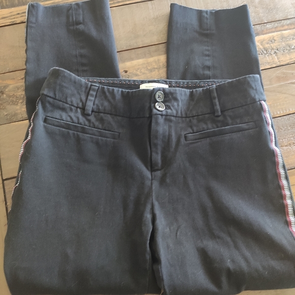 Anthropologie The Essential Slim Ankle Side Stripe Trouser Pants Black 4 - Picture 3 of 6